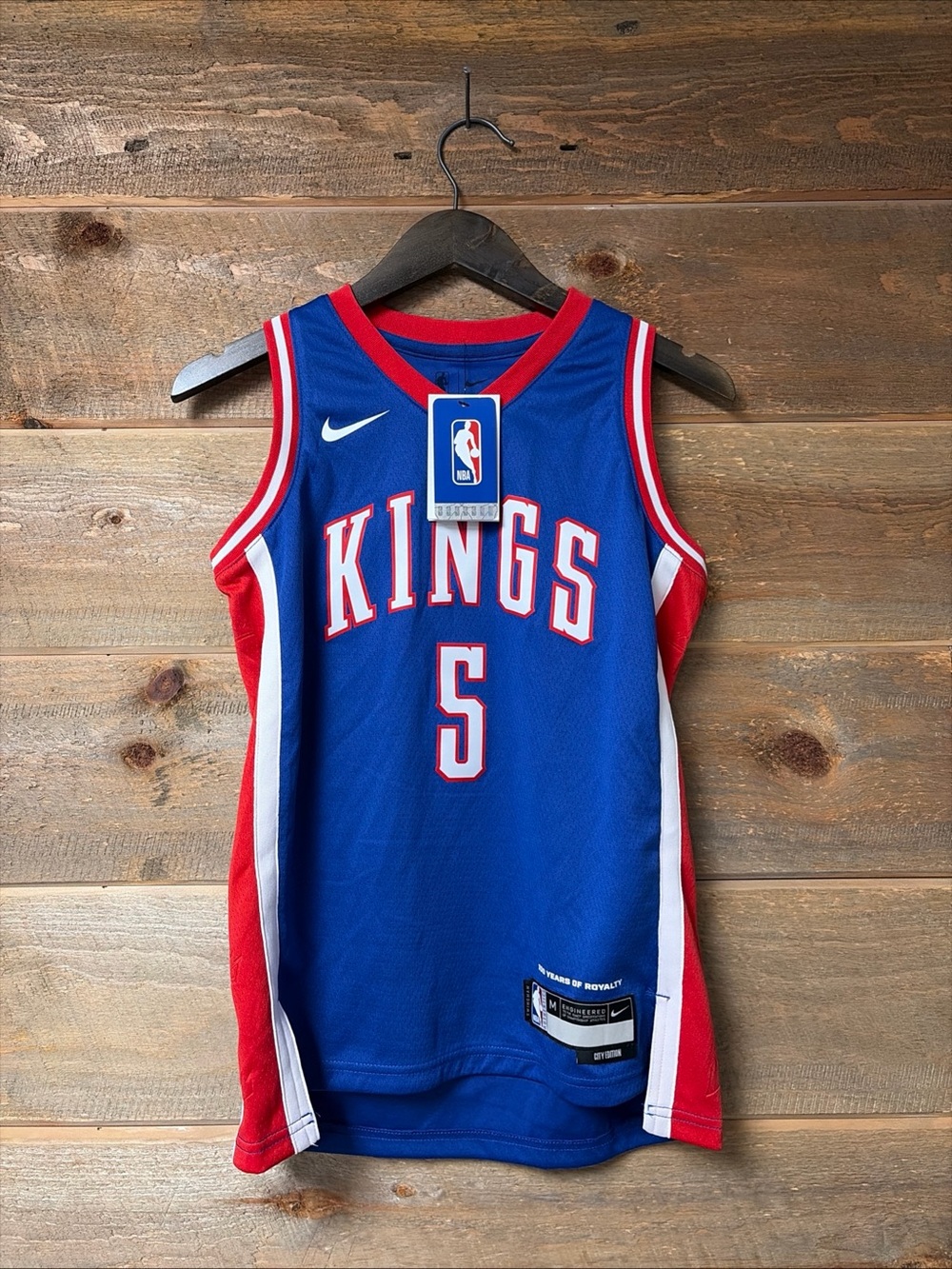 Sacramento Kings Jersey Youth Medium Nike NBA Blue Fox 5 Basketball $100 NEW